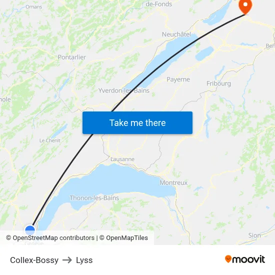 Collex-Bossy to Lyss map