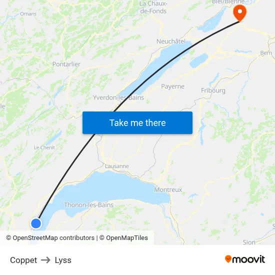 Coppet to Lyss map