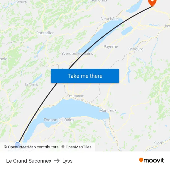 Le Grand-Saconnex to Lyss map