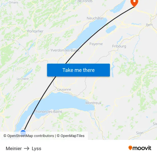 Meinier to Lyss map