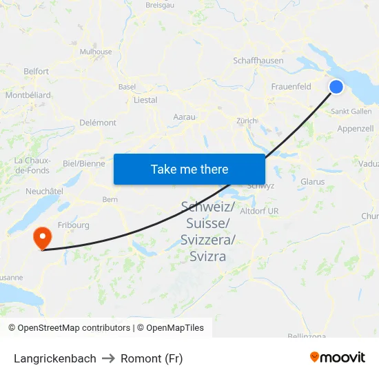 Langrickenbach to Romont (Fr) map