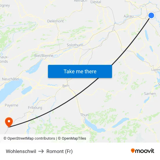Wohlenschwil to Romont (Fr) map