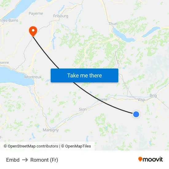 Embd to Romont (Fr) map