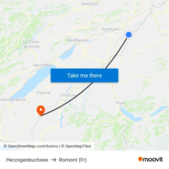 Herzogenbuchsee to Romont (Fr) map