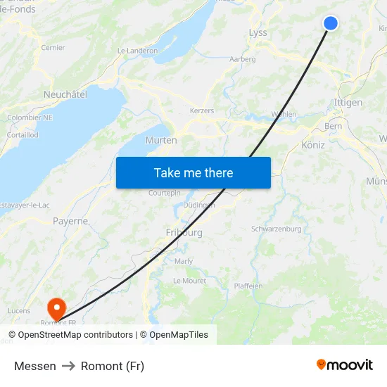 Messen to Romont (Fr) map