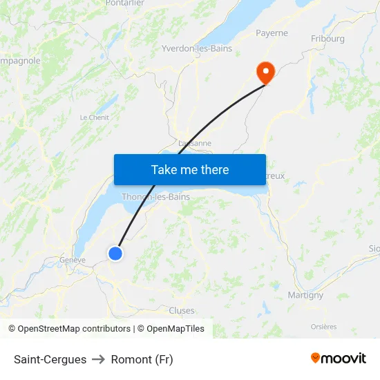 Saint-Cergues to Romont (Fr) map