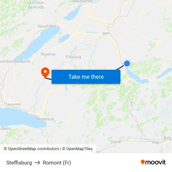 Steffisburg to Romont (Fr) map