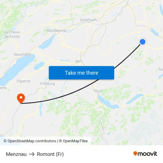 Menznau to Romont (Fr) map
