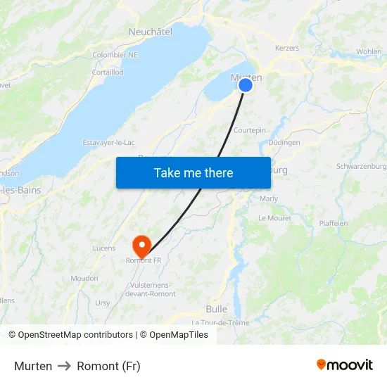 Murten to Romont (Fr) map