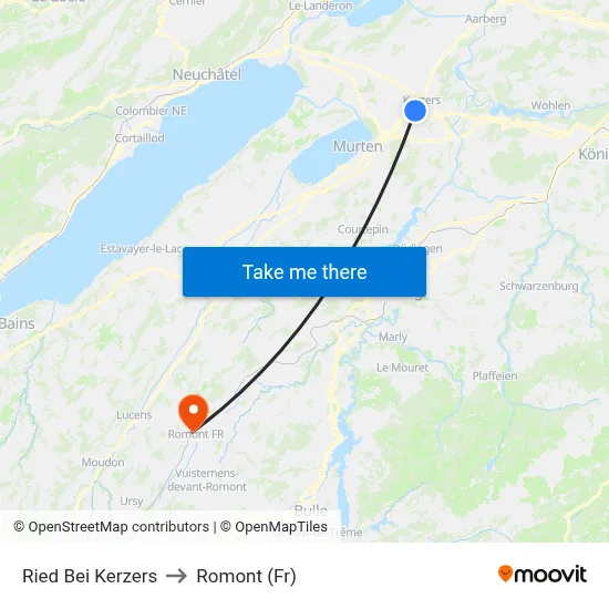 Ried Bei Kerzers to Romont (Fr) map