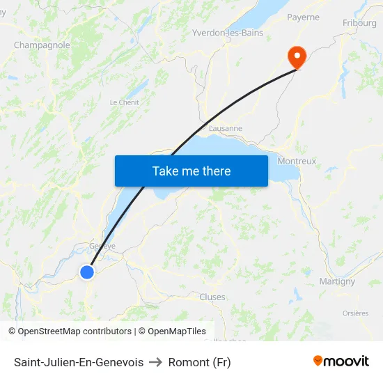 Saint-Julien-En-Genevois to Romont (Fr) map