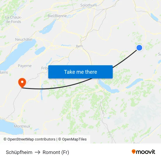 Schüpfheim to Romont (Fr) map
