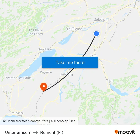 Unterramsern to Romont (Fr) map