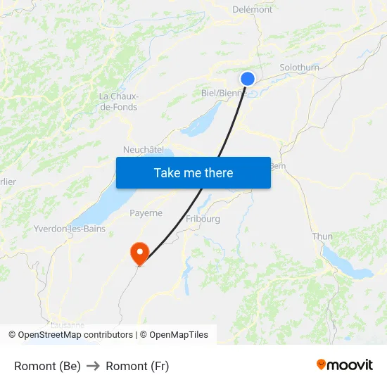 Romont (Be) to Romont (Fr) map