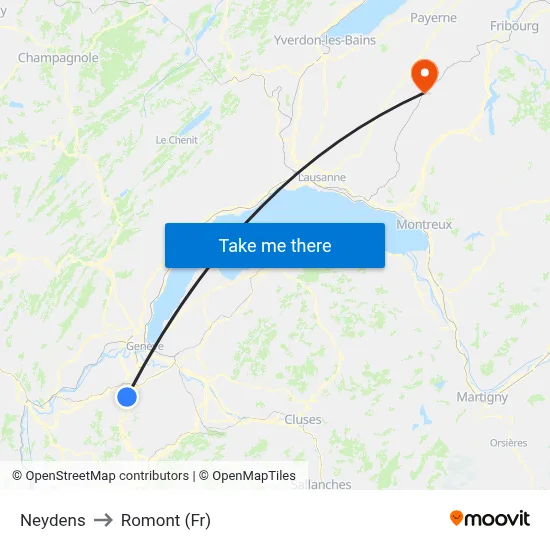 Neydens to Romont (Fr) map