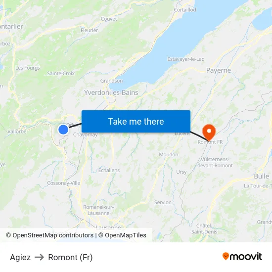 Agiez to Romont (Fr) map
