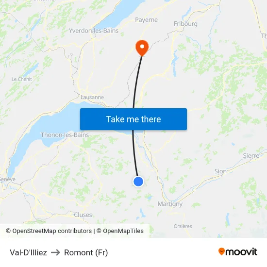 Val-D'Illiez to Romont (Fr) map