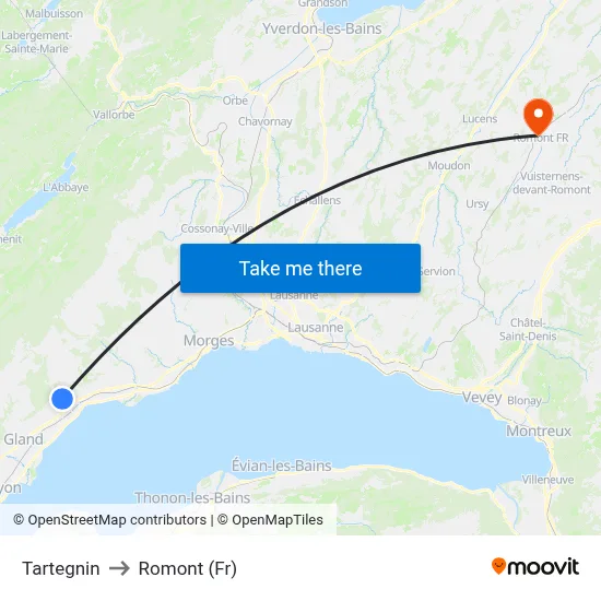 Tartegnin to Romont (Fr) map