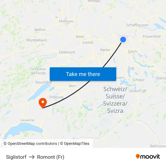 Siglistorf to Romont (Fr) map