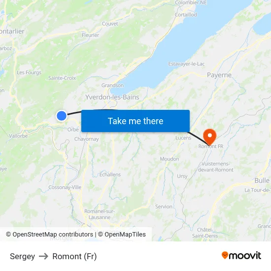 Sergey to Romont (Fr) map