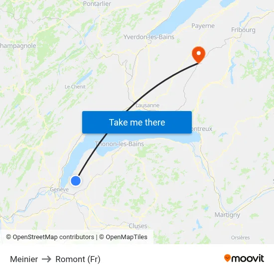 Meinier to Romont (Fr) map