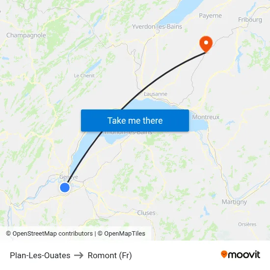 Plan-Les-Ouates to Romont (Fr) map