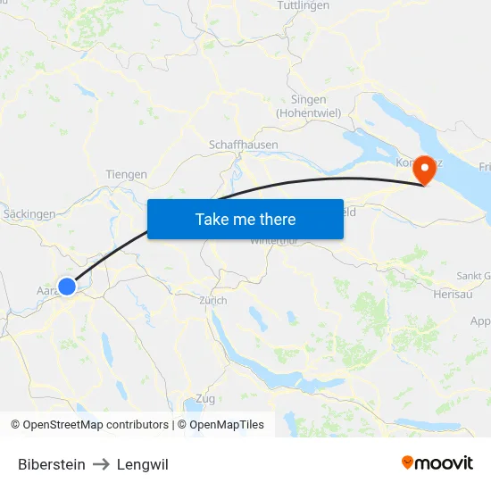 Biberstein to Lengwil map