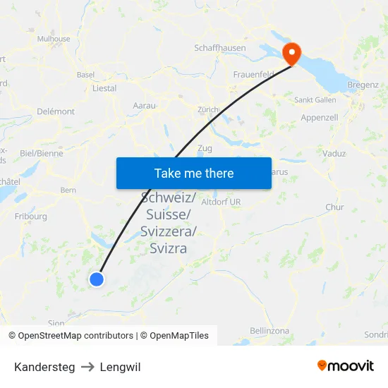Kandersteg to Lengwil map