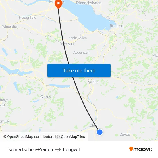 Tschiertschen-Praden to Lengwil map