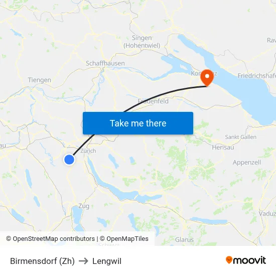 Birmensdorf (Zh) to Lengwil map