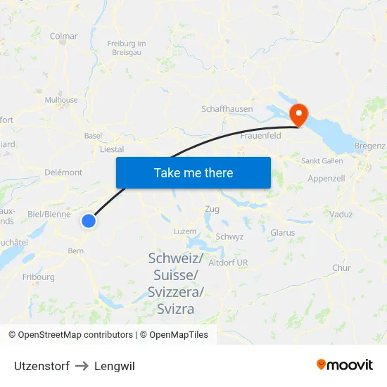 Utzenstorf to Lengwil map