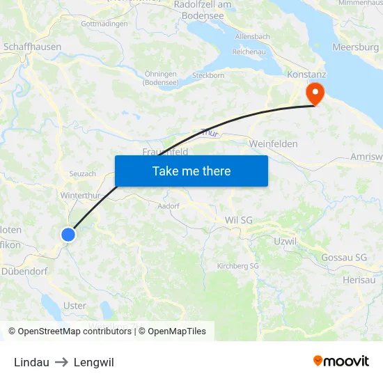 Lindau to Lengwil map