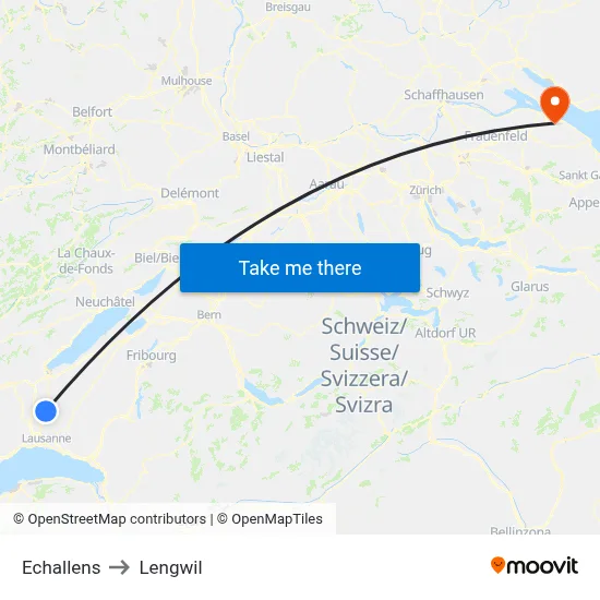 Echallens to Lengwil map