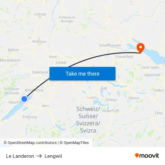 Le Landeron to Lengwil map