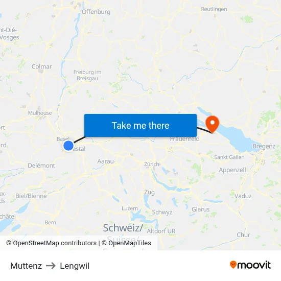 Muttenz to Lengwil map