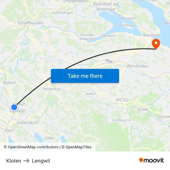 Kloten to Lengwil map