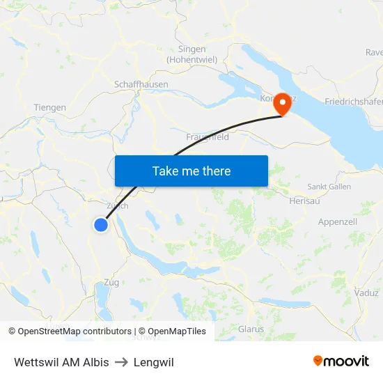 Wettswil AM Albis to Lengwil map