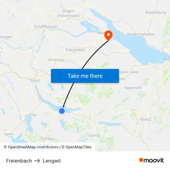 Freienbach to Lengwil map