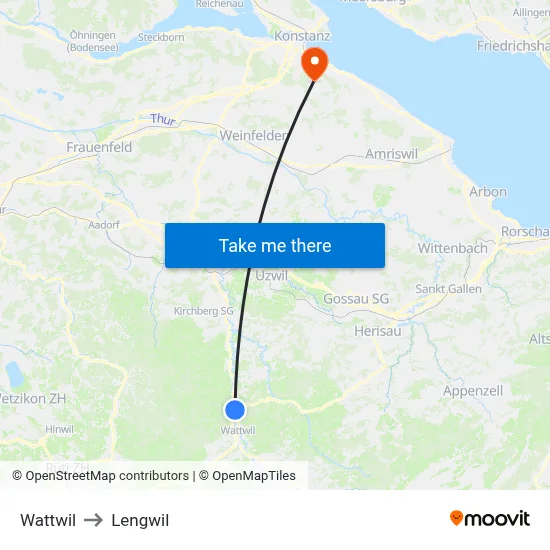 Wattwil to Lengwil map
