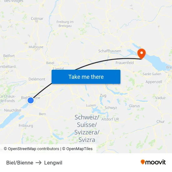 Biel/Bienne to Lengwil map