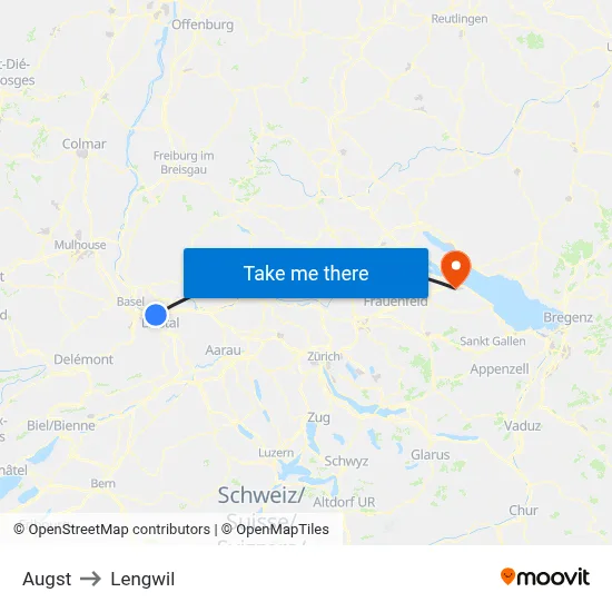 Augst to Lengwil map