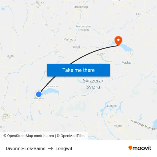 Divonne-Les-Bains to Lengwil map