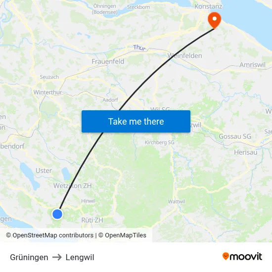 Grüningen to Lengwil map