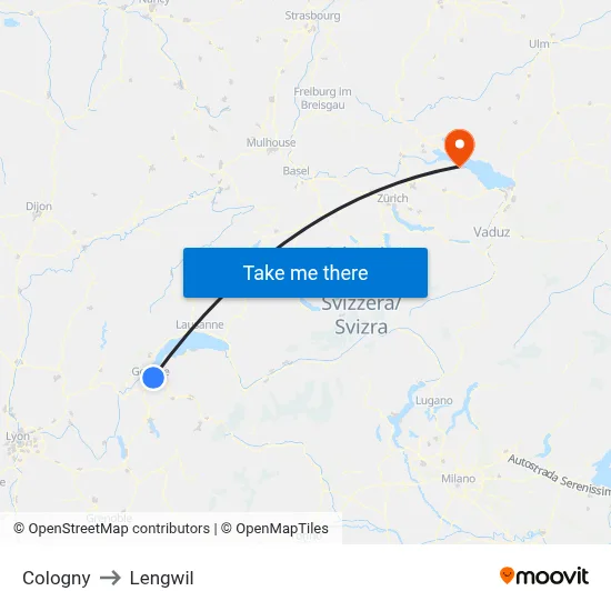 Cologny to Lengwil map