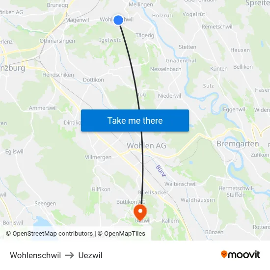 Wohlenschwil to Uezwil map