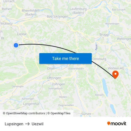 Lupsingen to Uezwil map