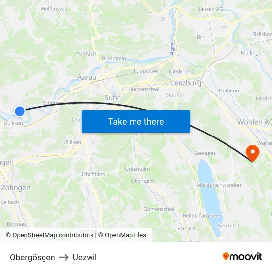 Obergösgen to Uezwil map