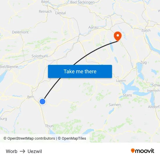Worb to Uezwil map