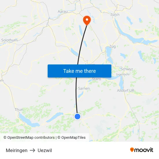 Meiringen to Uezwil map