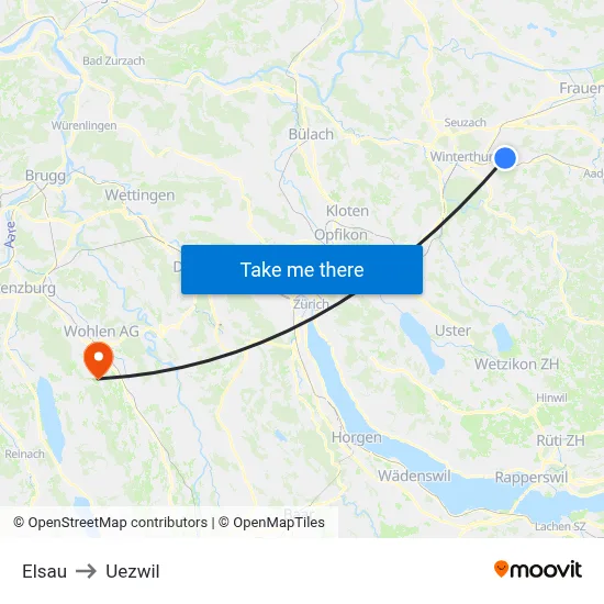 Elsau to Uezwil map